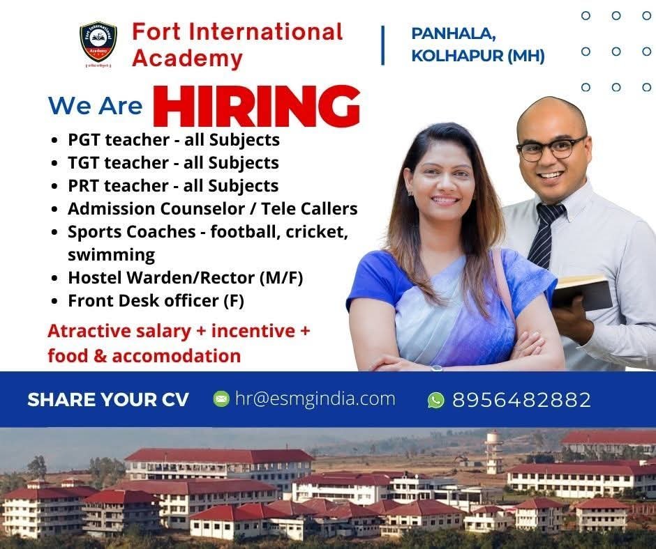 School Jobs at  Fort International Academy, Panhala, Kolhapur,Maharashtra (MH) ,  Kolhapur