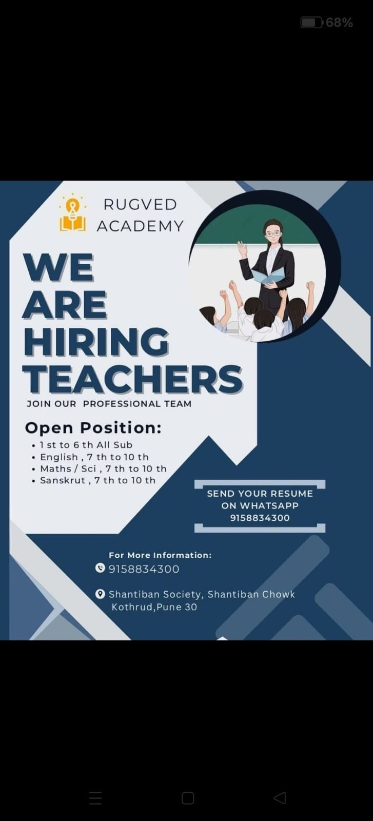 School Jobs at  Rugved Academy ,  Pune